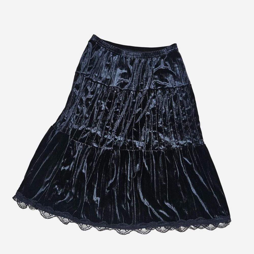 y2k whimsigoth fairy black velvet midi skirt